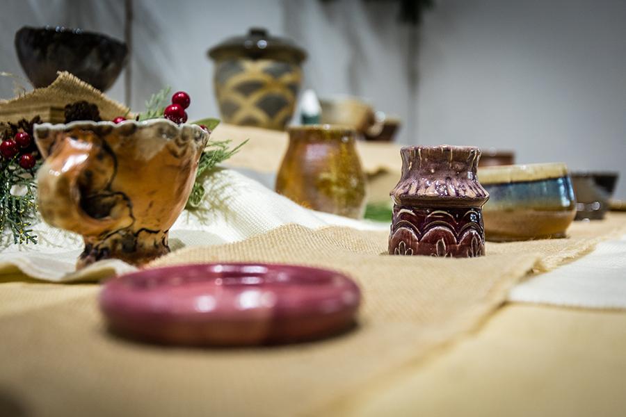 Patrons at Northwest's art show and sale can find a variety of pottery, cups, bowls and jars to decorate their homes, offices and other spaces. (Photo by Lauren Adams/Northwest Missouri State University)